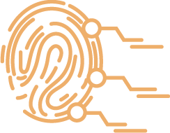 Stylized digital fingerprint with circuit lines.