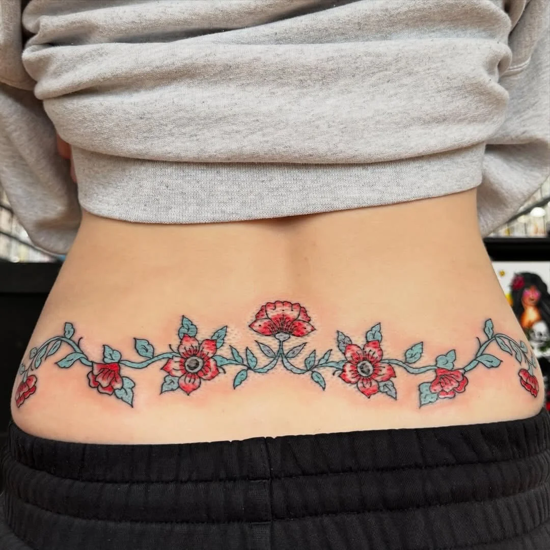 Low back attack from @malubiana 
Maria has really been enjoying working with primary colors lately!
Come get something timeless,beautiful, and done with passion right here at THE World Famous High Street Tattoo

12-10pm
7 days a week
All styles welco