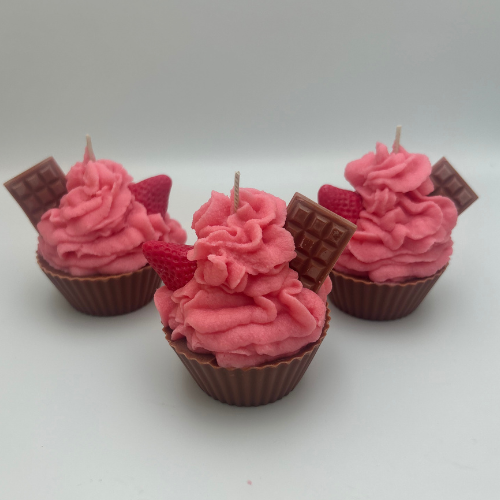 Chocolate Strawberry Cupcake Candle