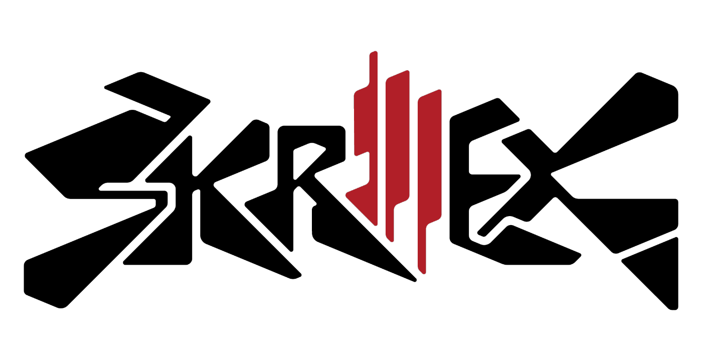 A stylized word 'SKRILLEK' with a red and black logo in the center.