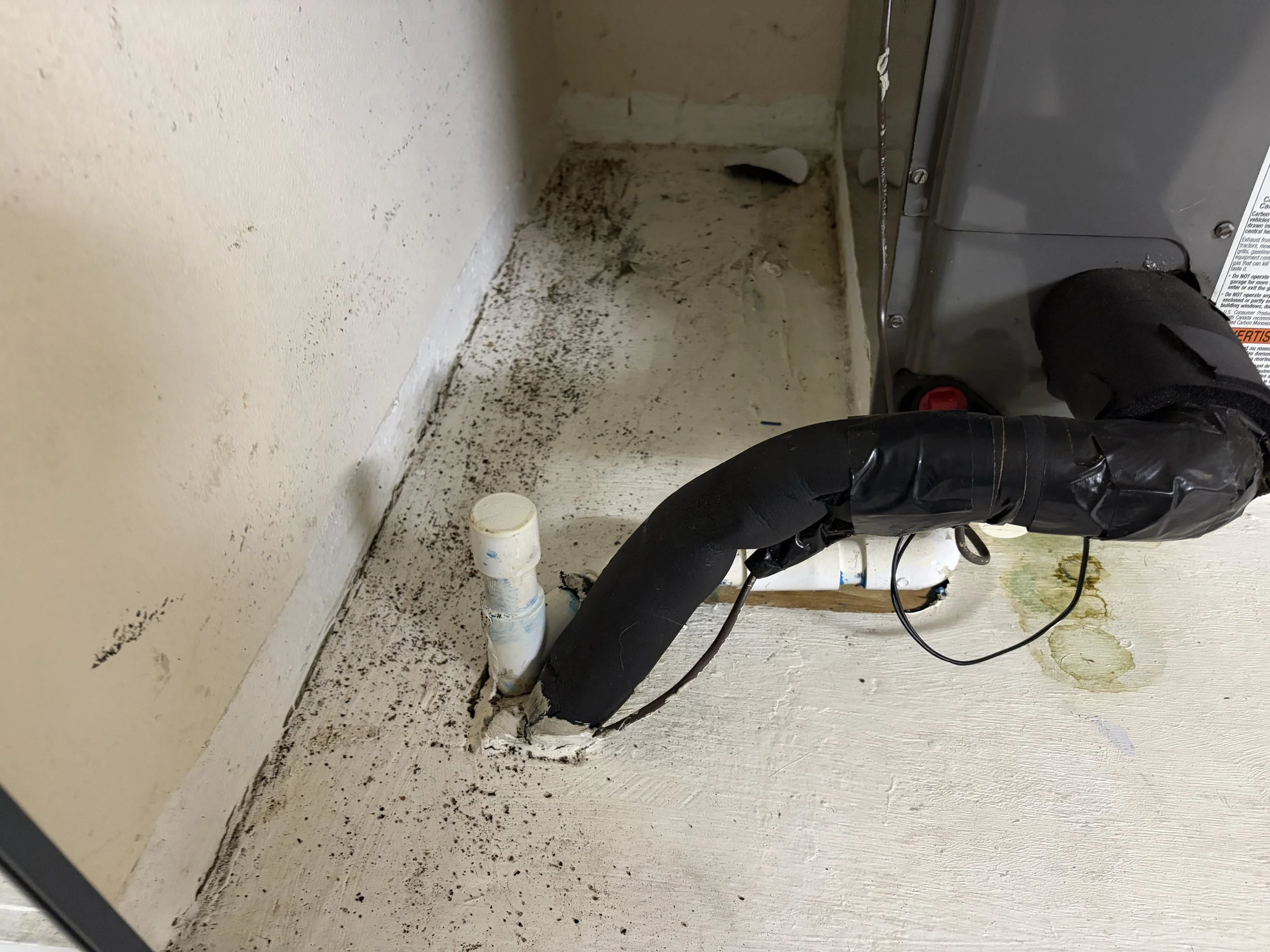 Photo of water damage to an HVAC platform during mold inspection in Casselberry