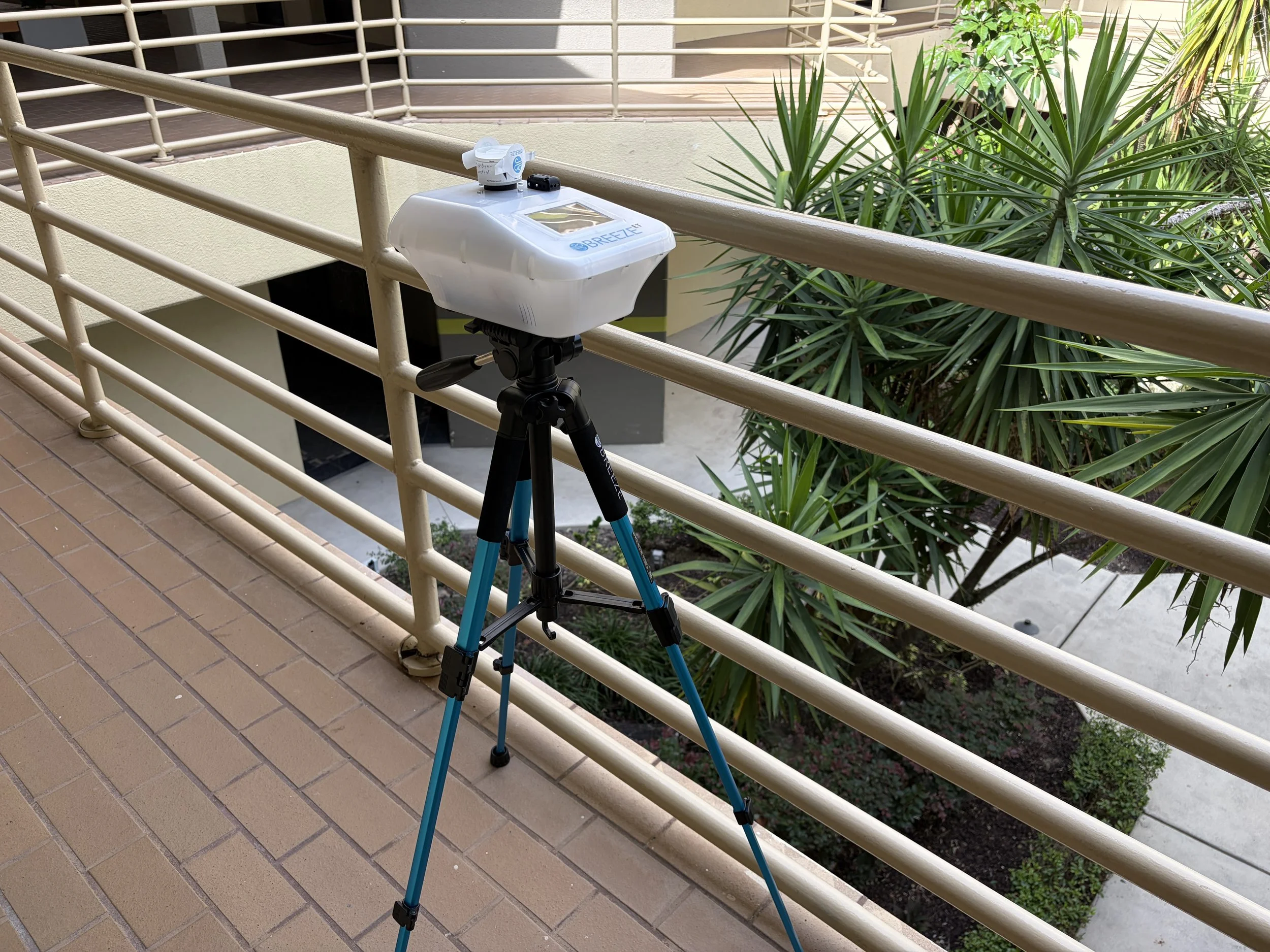 Photo of outdoor air quality sample during mold inspection in New Smyrna Beach