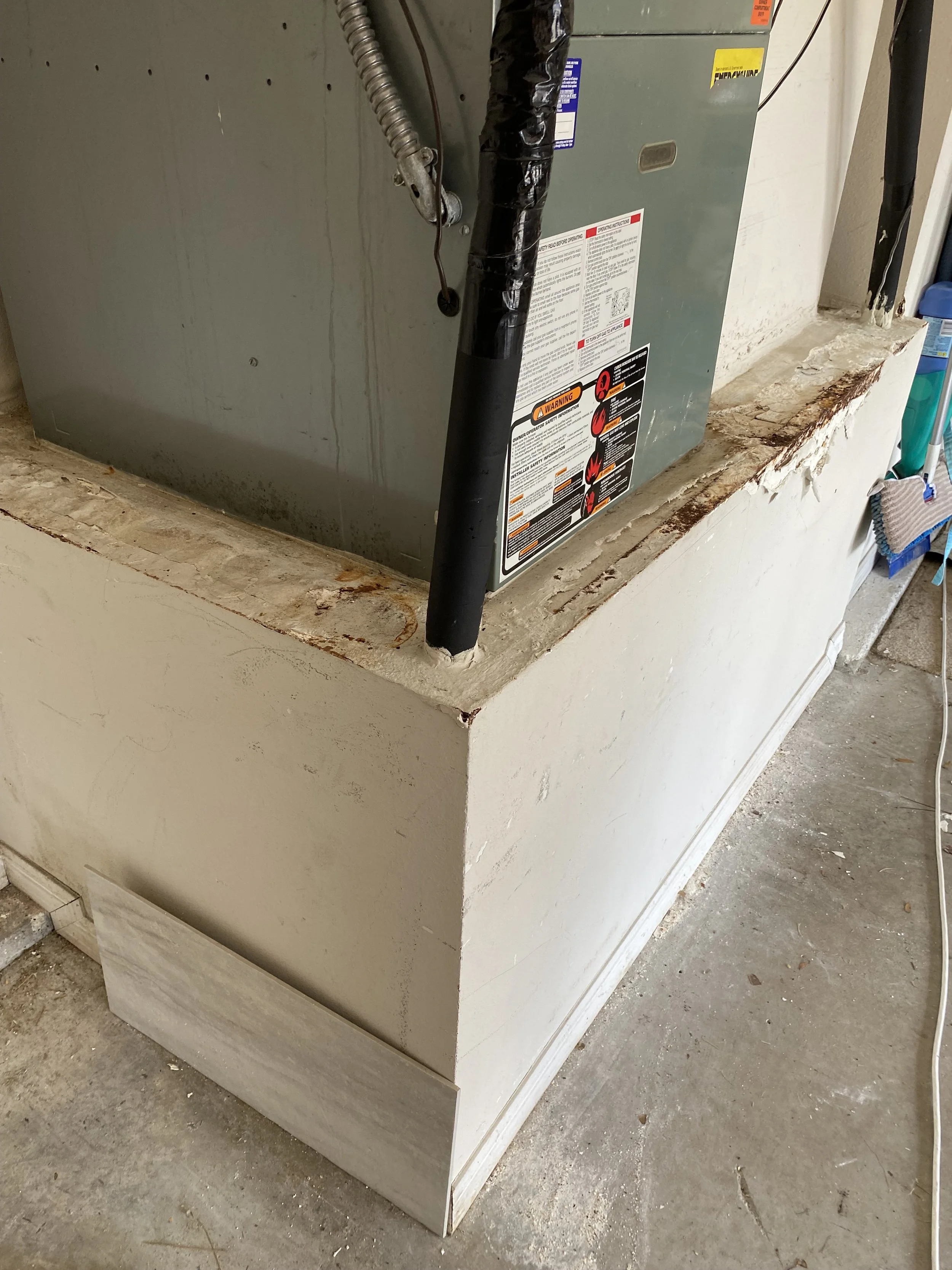 Mold and water damage to AC platform.