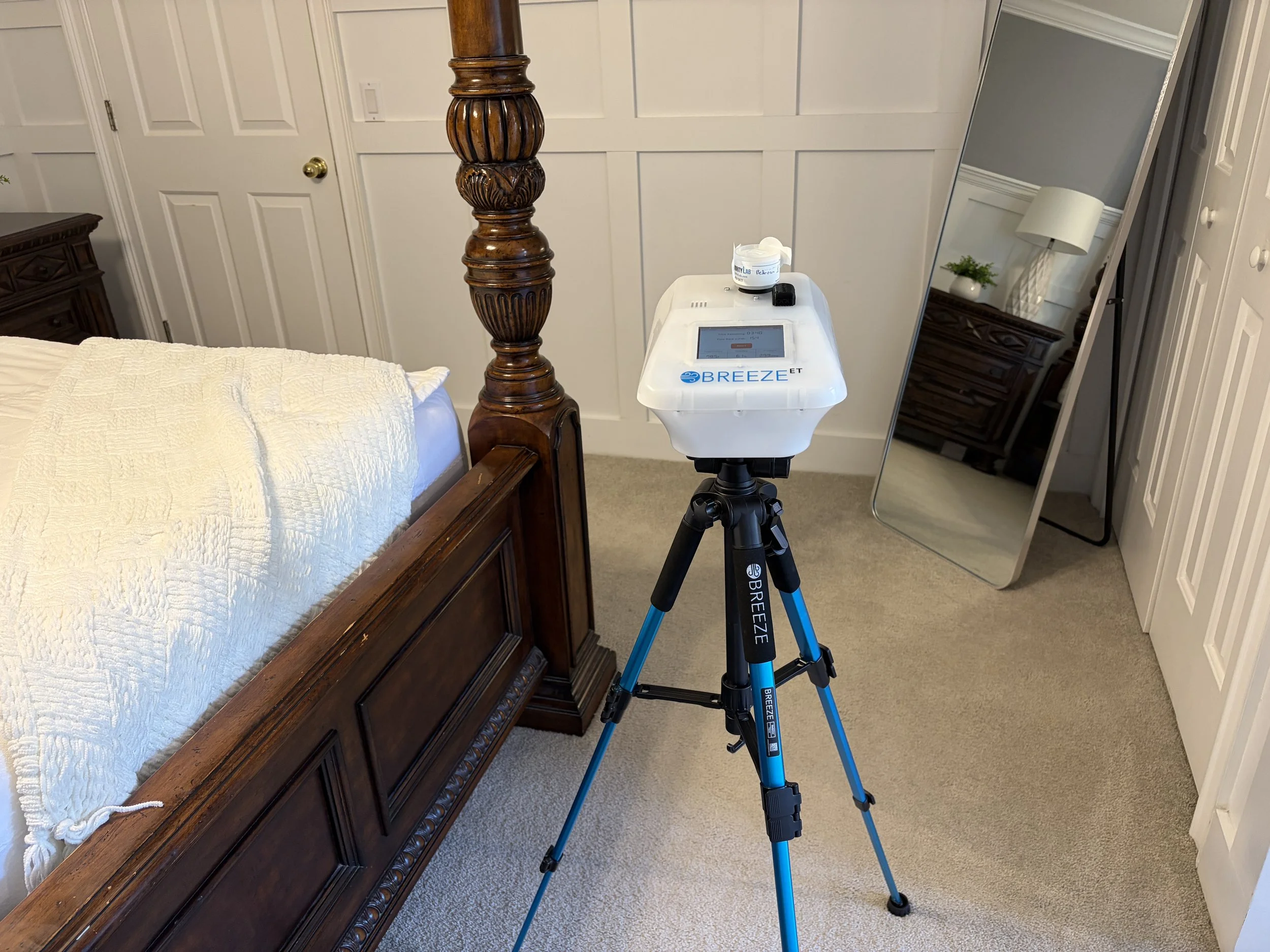 Photo of an air quality test during a mold inspection in Deltona