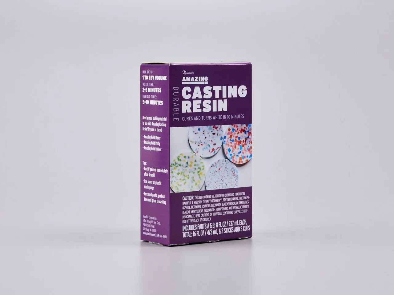 Amazing Casting Resin – Includes Parts A & B; 8 Fl Oz / Total 16 Fl Oz + 2 sticks + 3 cups