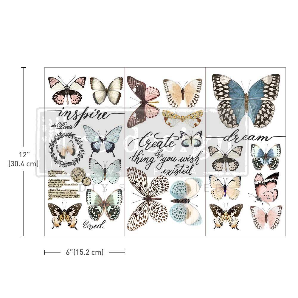 Small Transfers – Papillon Collection – 3 sheets, 6″x12″