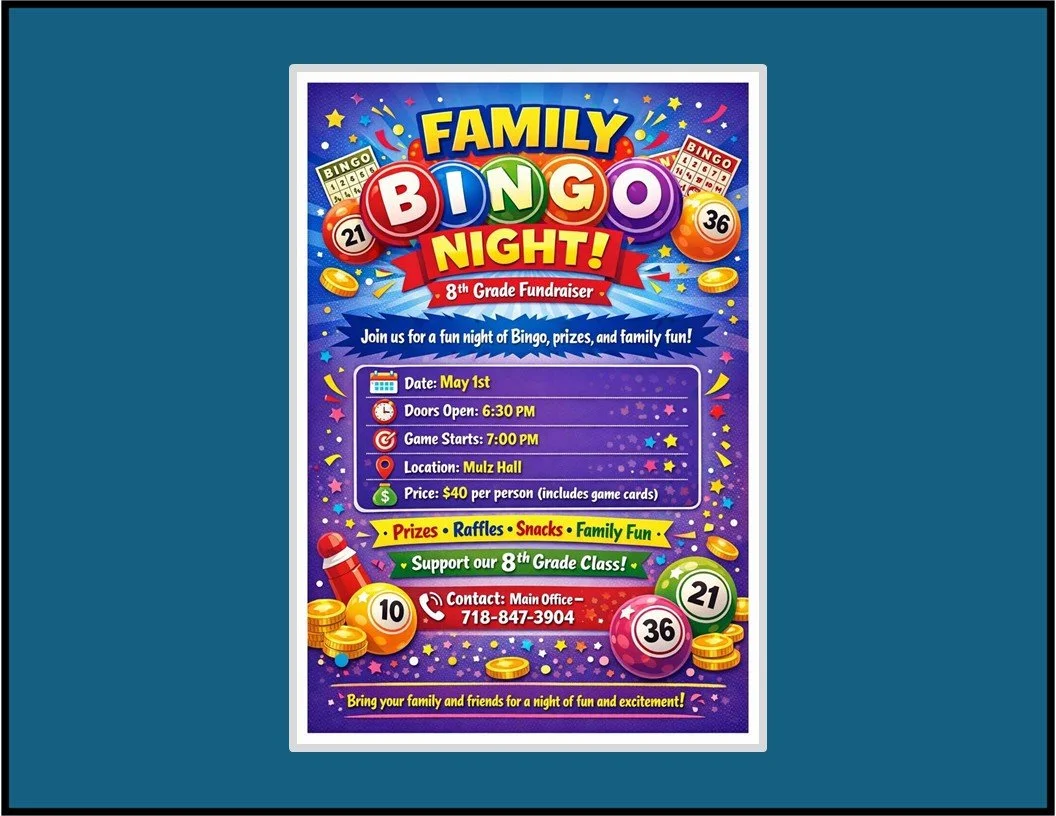 Bingo Night for St. Thomas' Final 8th Grade Class