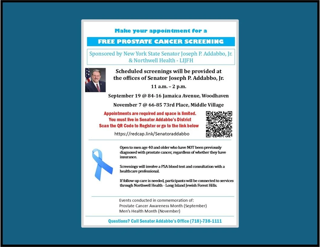 Prostate Cancer Screening Event @ Senator Addabbo's Office