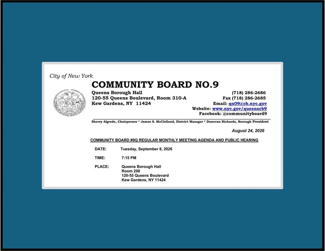 Queens Community Board 9 Monthly Meeting