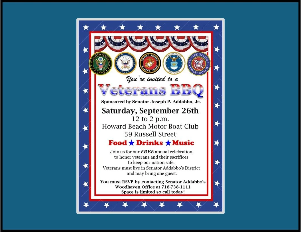POSTPONED: Senator Joseph Addabbo's Jr’s Veterans' BBQ