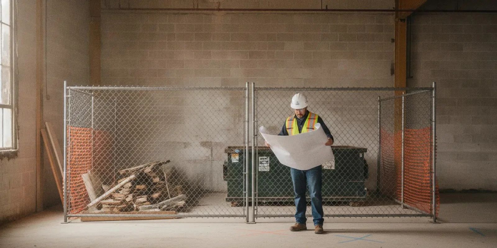 Contractor reviewing a demolition work area before a Georgia project begins