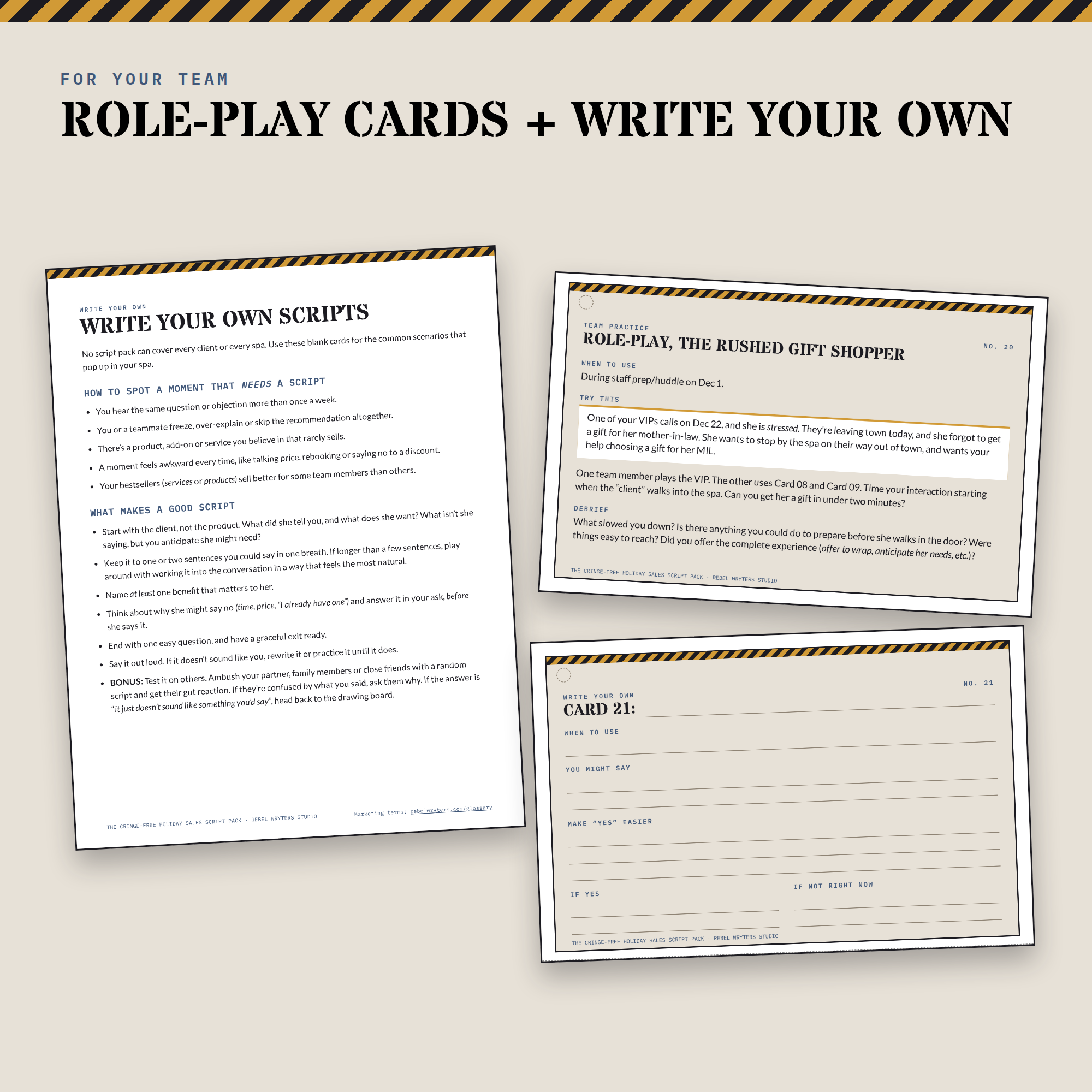 Team role-play cards and blank write-your-own cards