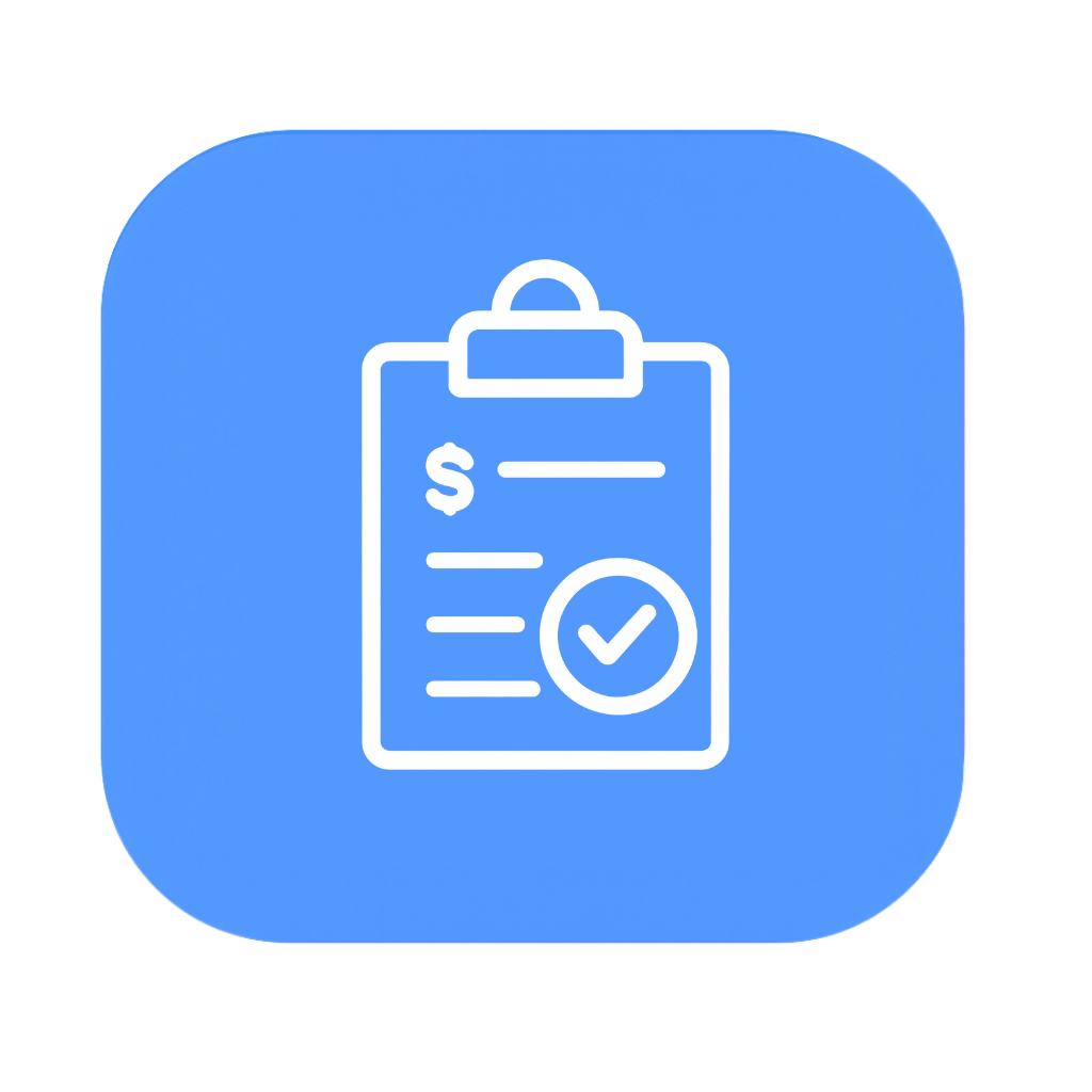 App-ikon med en checkliste, som symboliserer godkendelse eller afsluttet opgave.