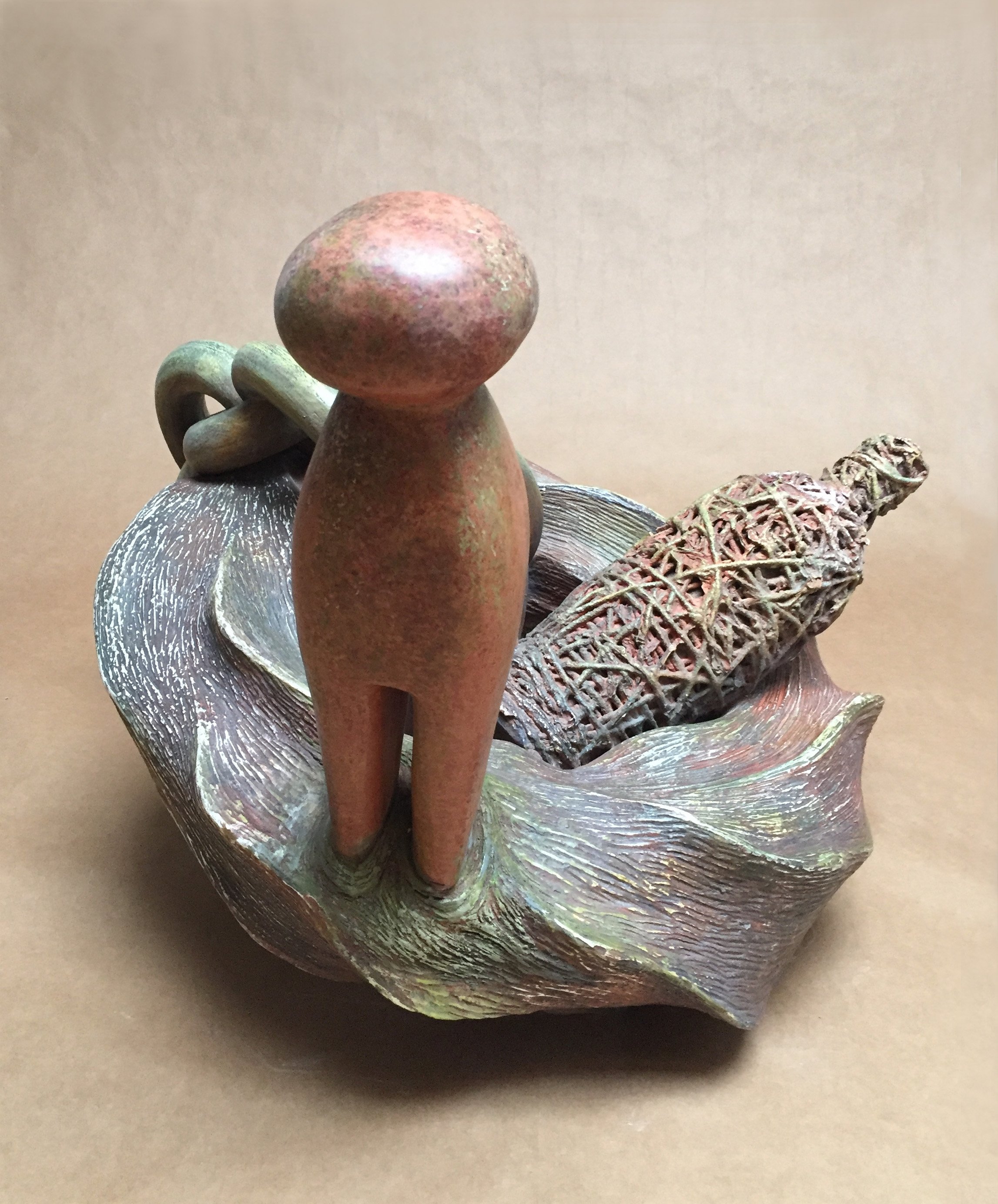  Mother Pin Awash (view 2)  21 x 28 x 23 inches, 2016 Clay and watercolor