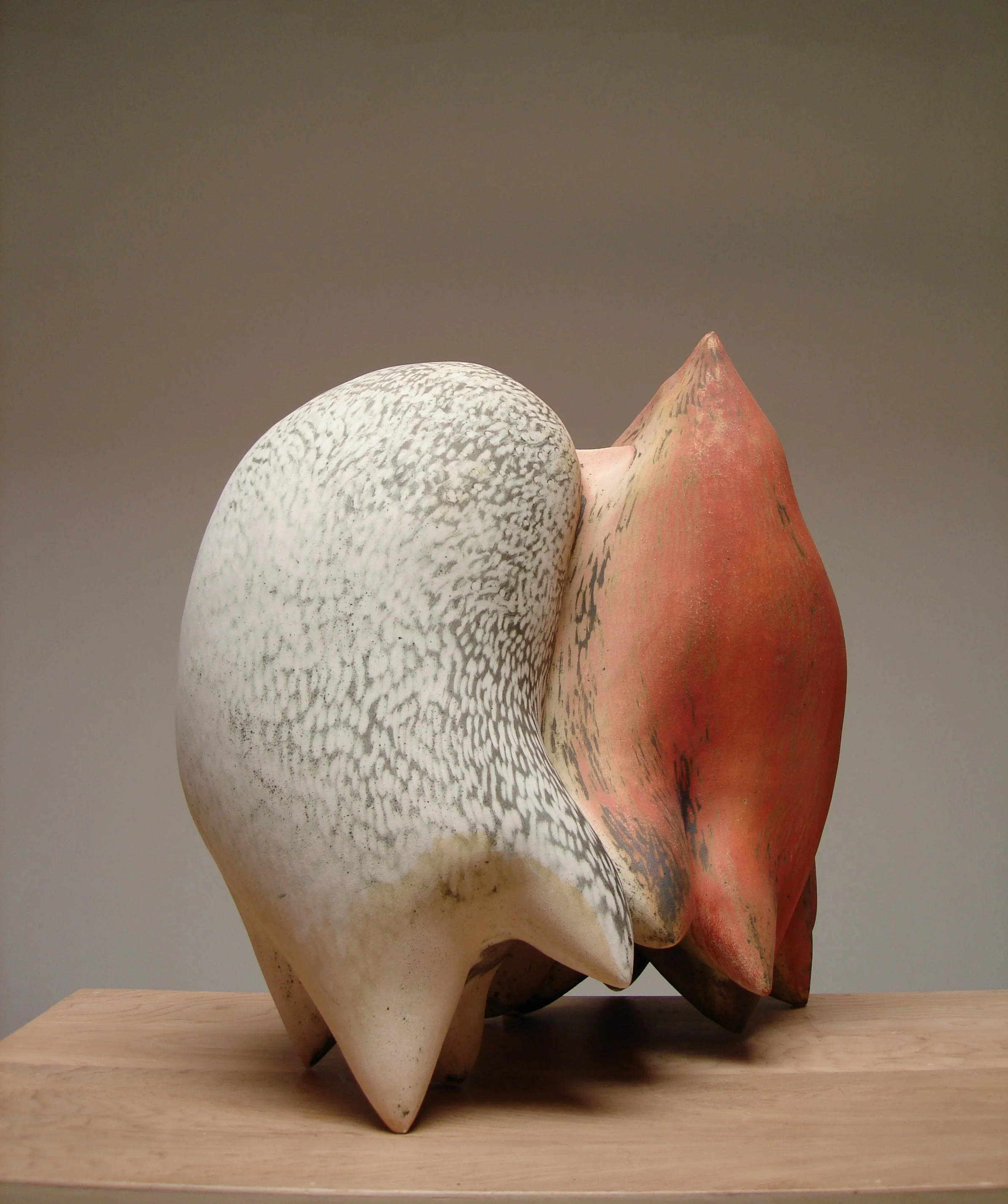  Two Birds Dancing  26 x 26 x 18 inches, 2006 Earthenware, slip, oxide