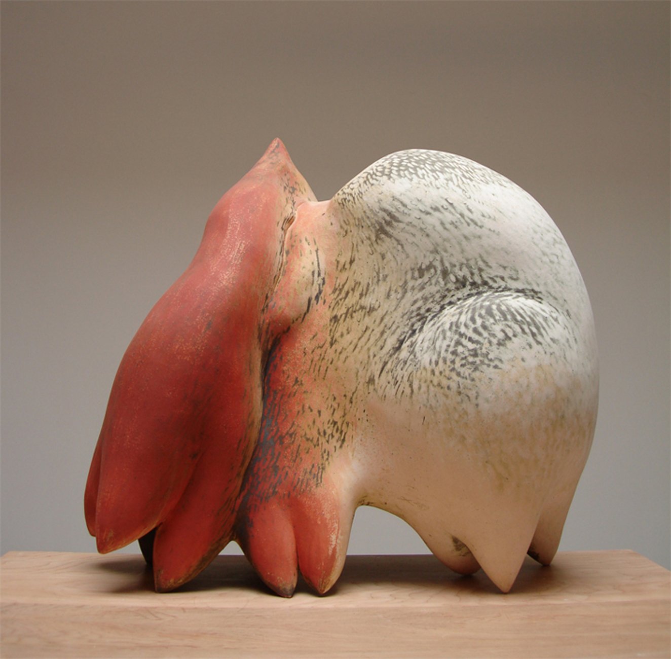  Two Birds Dancing (view 2)  26 x 26 x 18 inches, 2006 Earthenware, slip, oxide
