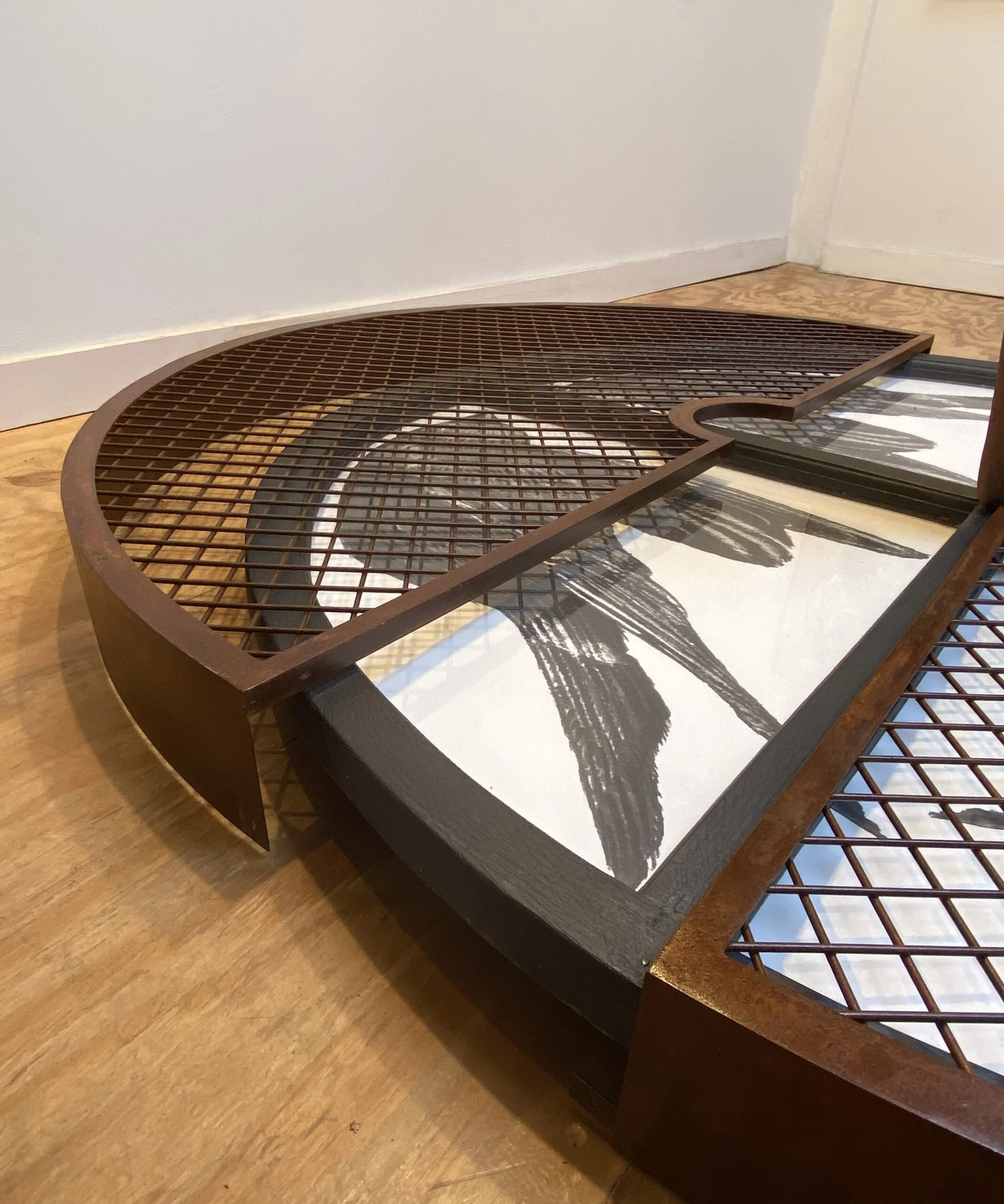  Release (detail)  28 x 64 inches, 2021 Steel, digital print, clay, paper mache
