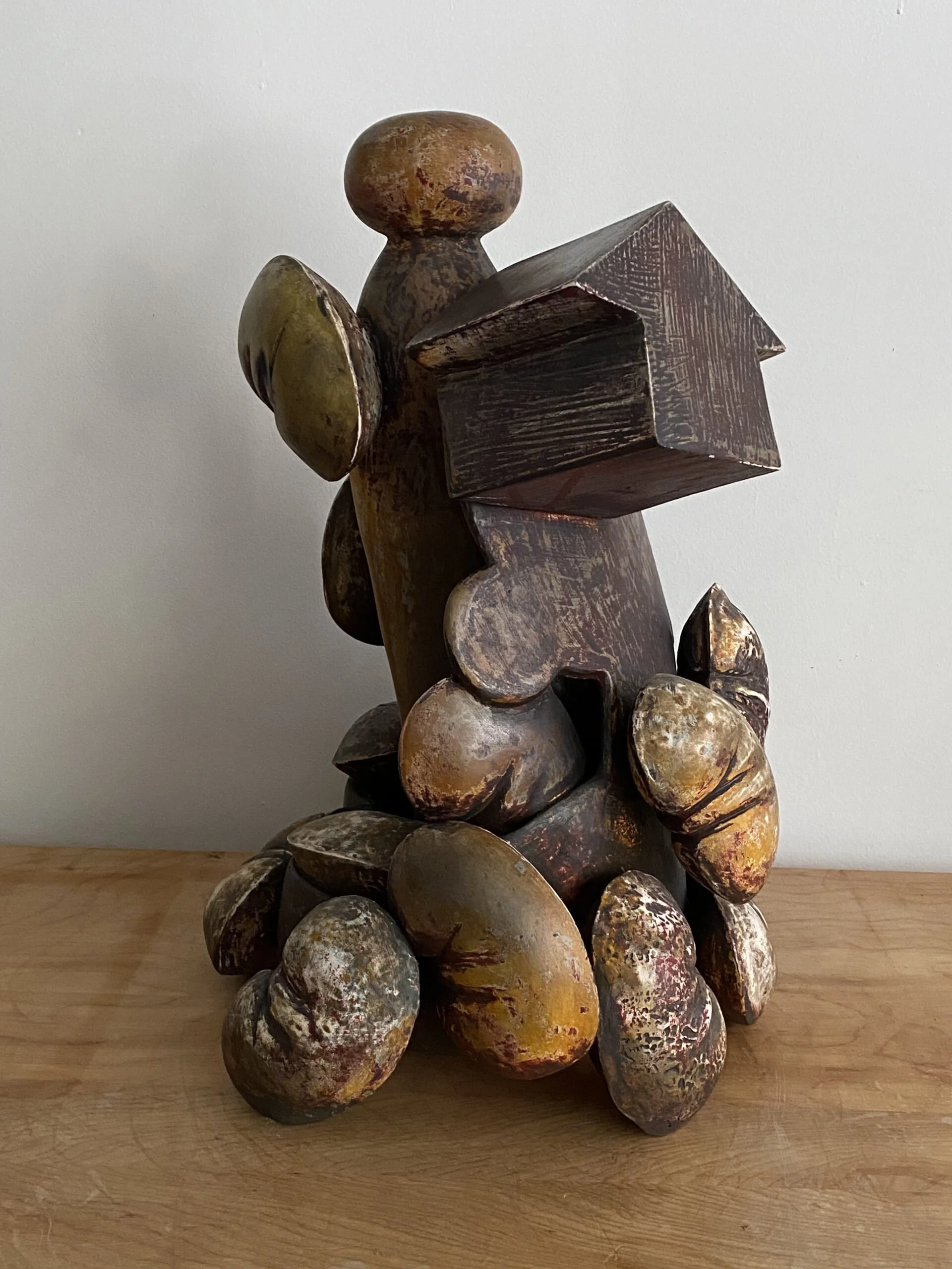  Mother Pin with House 2  22 x 12 x 16 inches, 2021 Clay, graphite, watercolor