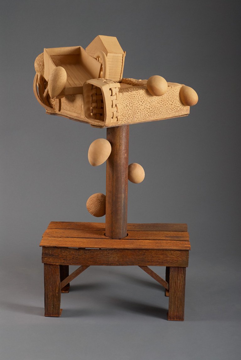  Sara Reynolds (view 2)  50 inches, 2014 Clay and steel