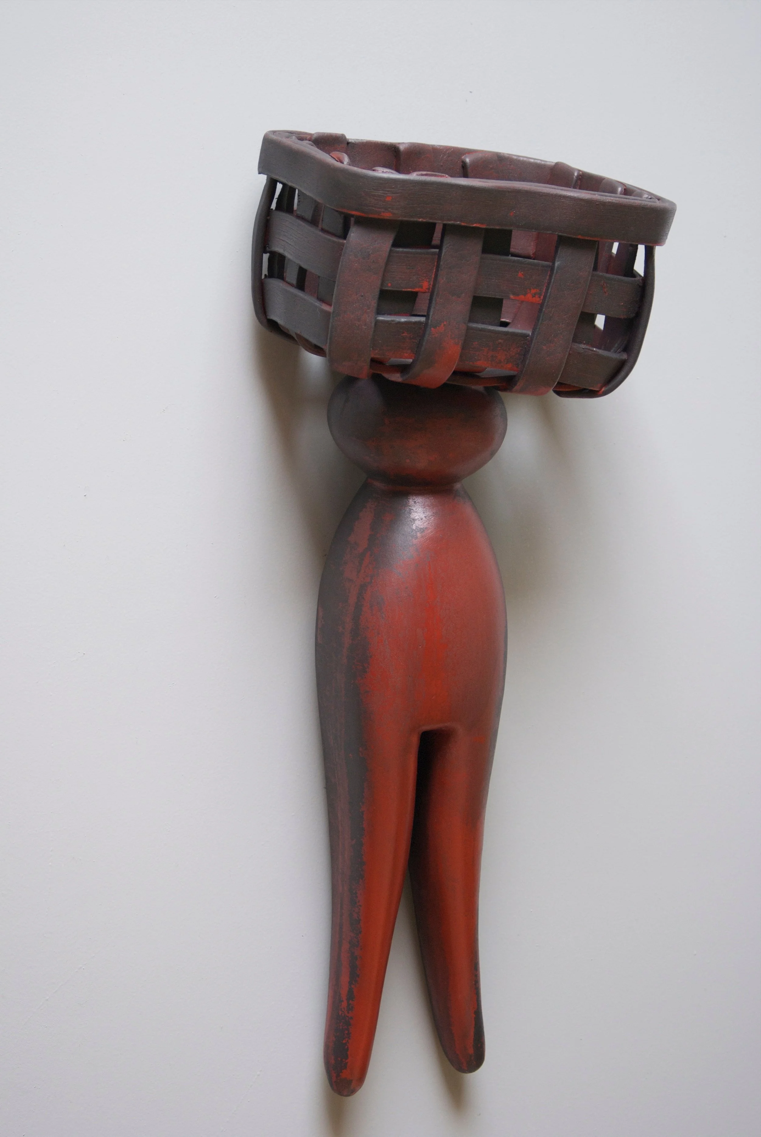  Red Mother Pin with Basket  24 x 9 x 7 inches, 2015 Clay, graphite, watercolor