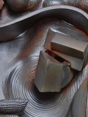  James and Fox Fleming (detail)  28 x 24 x 6 inches, 2009 Earthenware and graphite