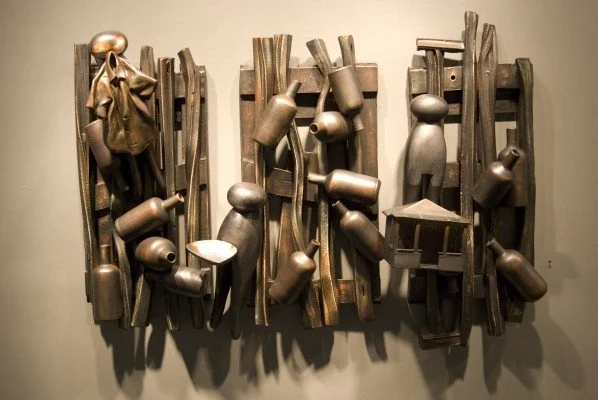  Ramshackle Fence  38 x 60 x 8 inches, 2009 Earthenware, graphite, acrylic, wood
