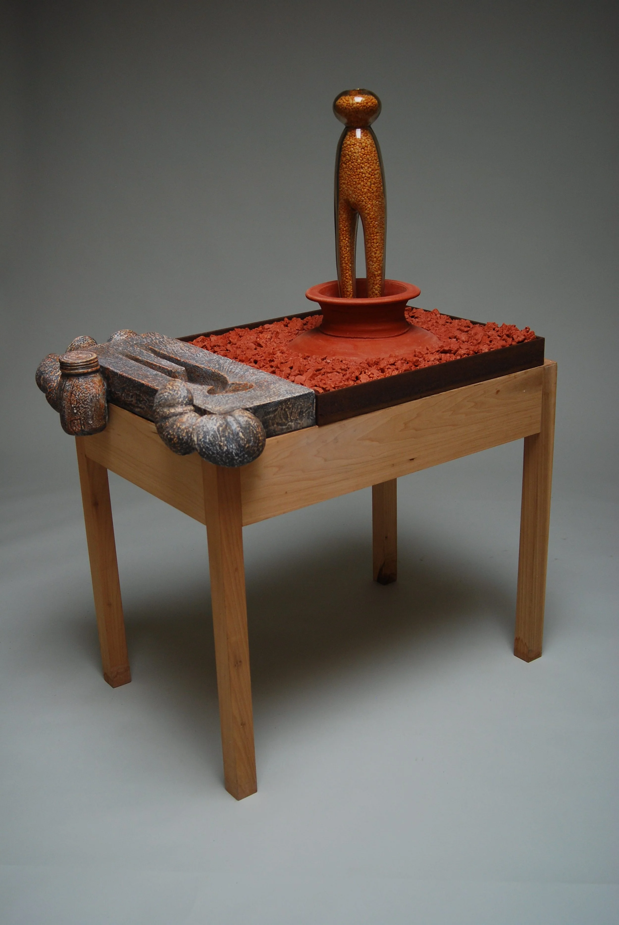  Storage Jar 2  54 x 39 x 28 inches, 2017 Clay lentil beans, steel, watercolor, glass