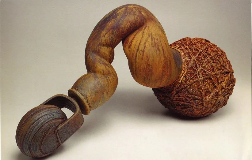  Help or Hindrance (view 2)  17 x 42 x 12 inches, 1997 Painted earthenware