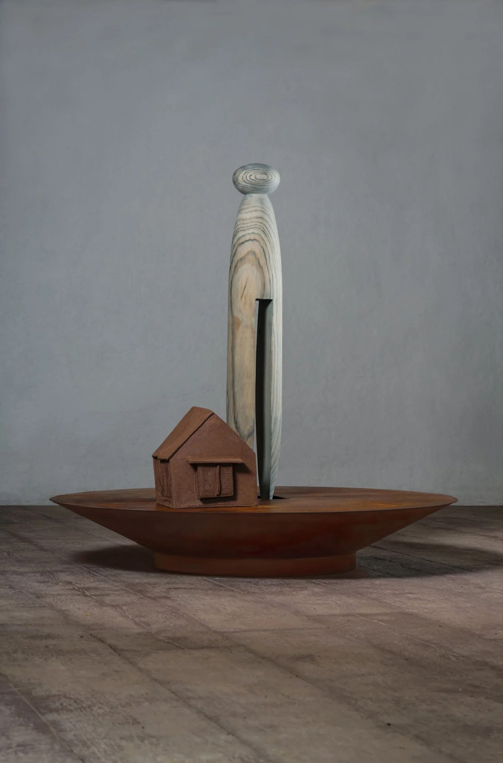  Mother Pin Ascends  6ft x6ft, 2025 Powlauwnia wood, steel, stoneware clay, stain