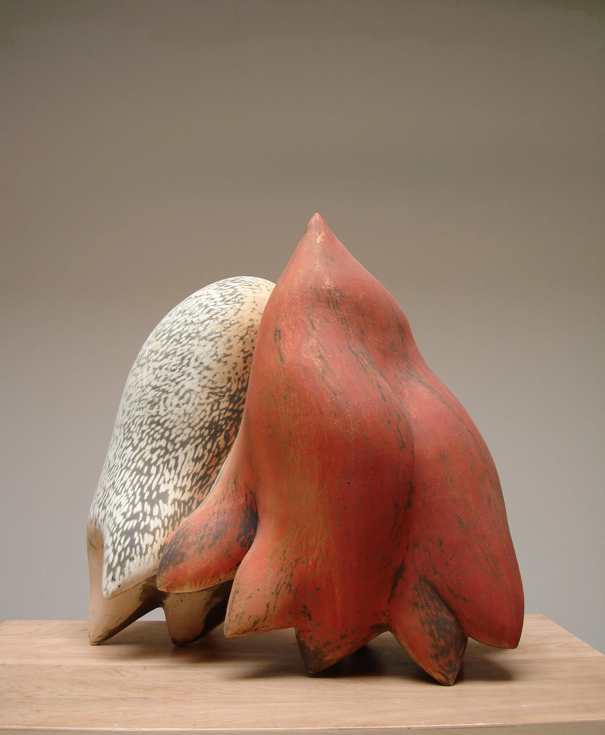 Two Birds Dancing (view 3)  26 x 26 x 18 inches, 2006 Earthenware, slip, oxide