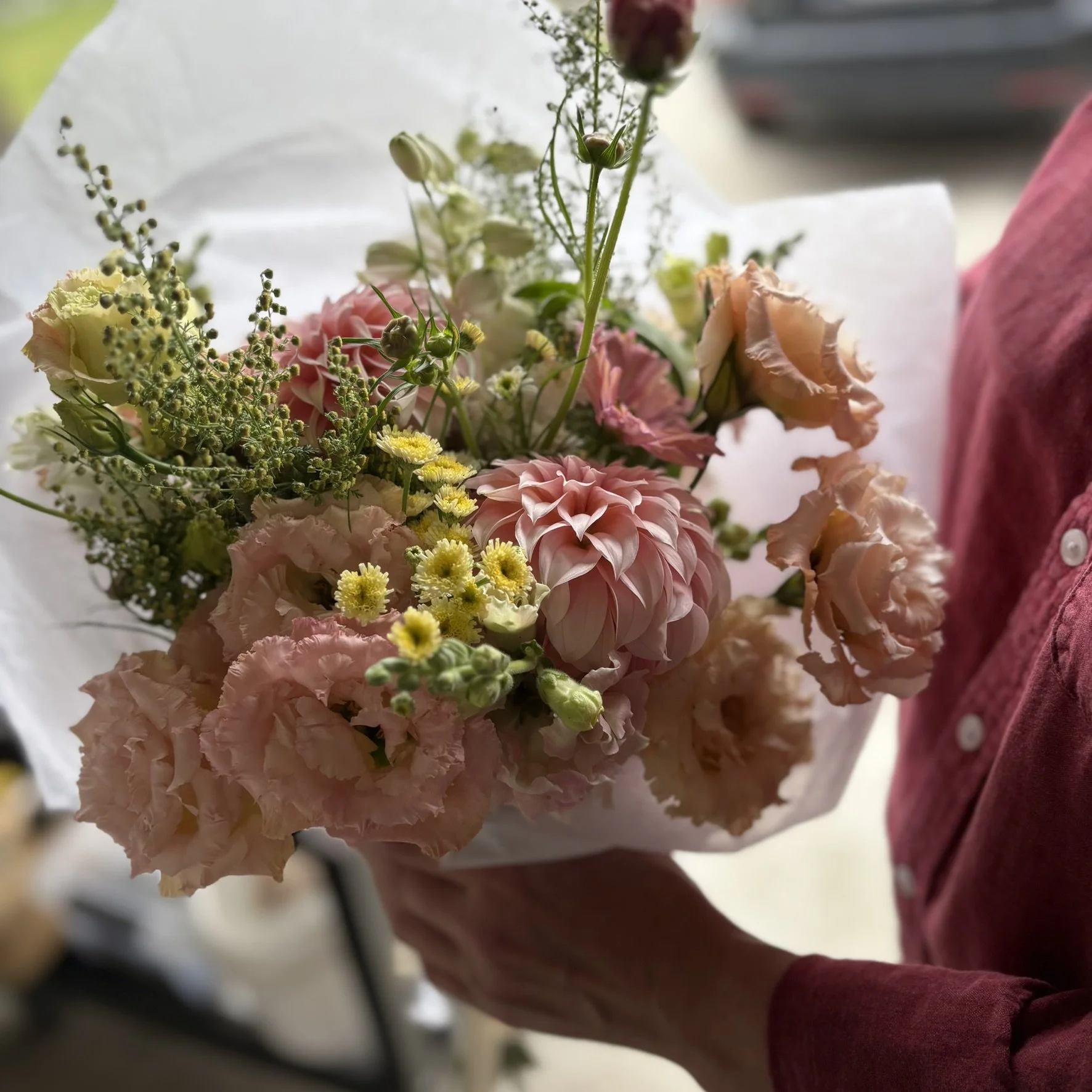Hand-tied Valentine Bouquet-sleeved.  No vase.