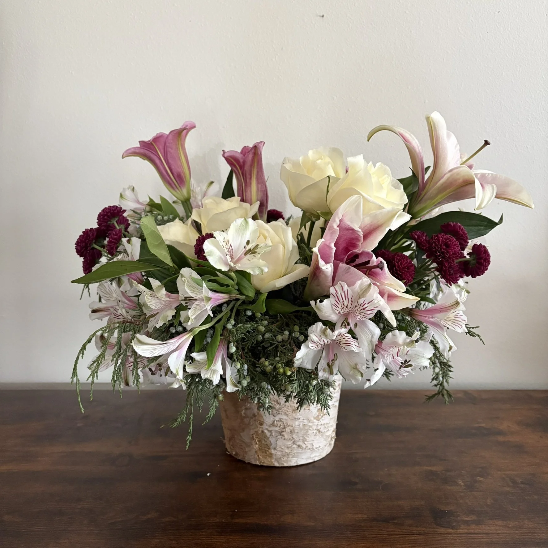 Large Arrangement in a Birch Vase