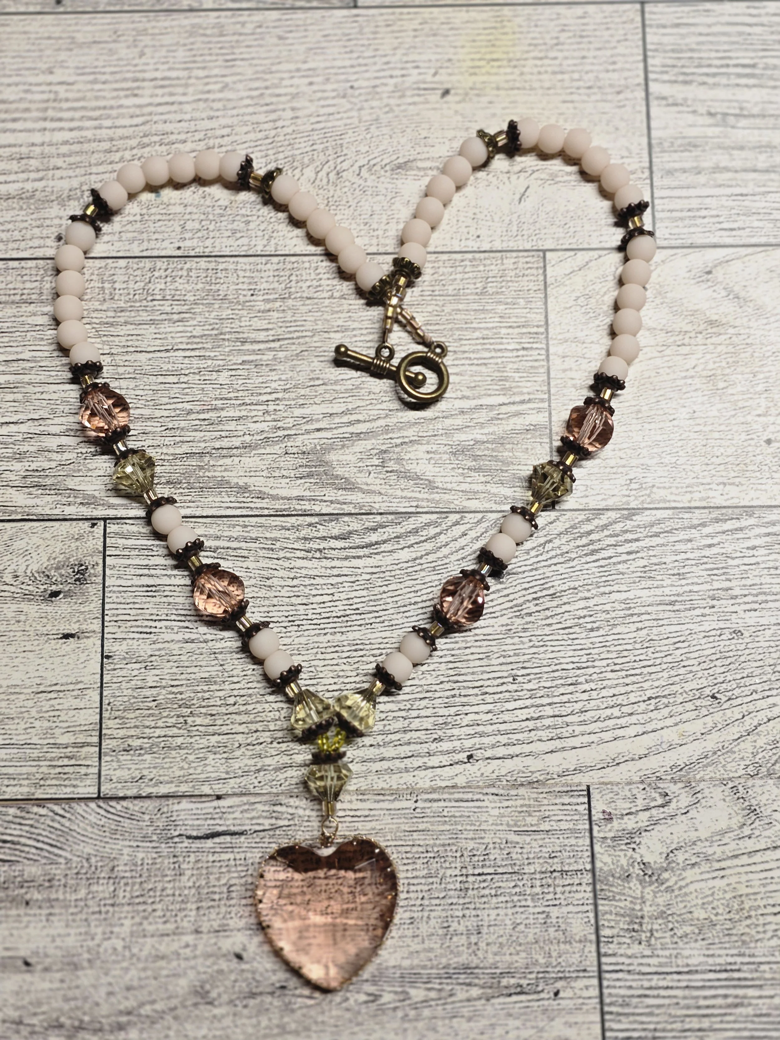 Handcrafted necklace with eco‑conscious gemstones, with rose quartz rose pendant
