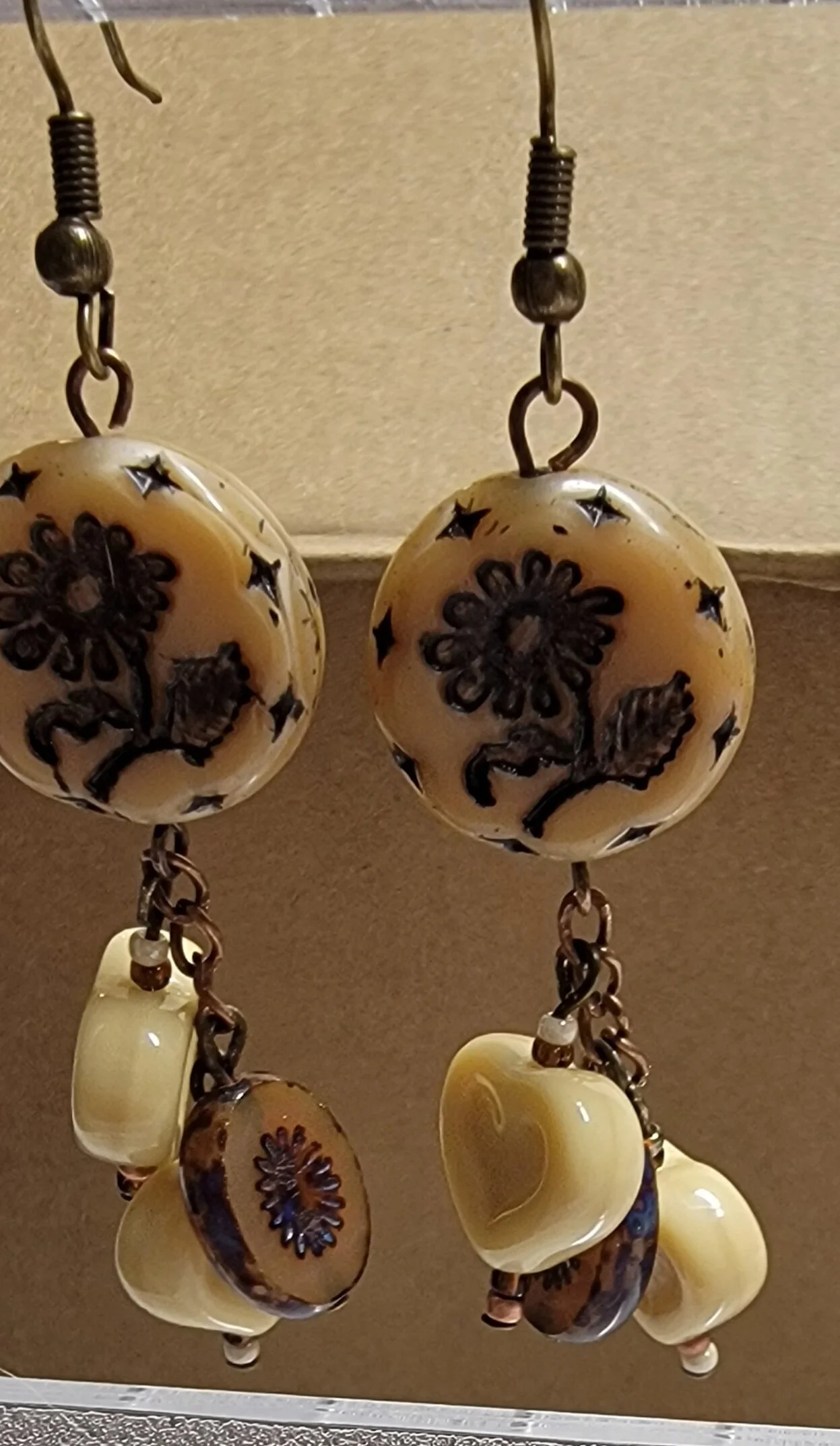 Eco‑conscious gemstone earrings, with heart shaped bangles, handcrafted