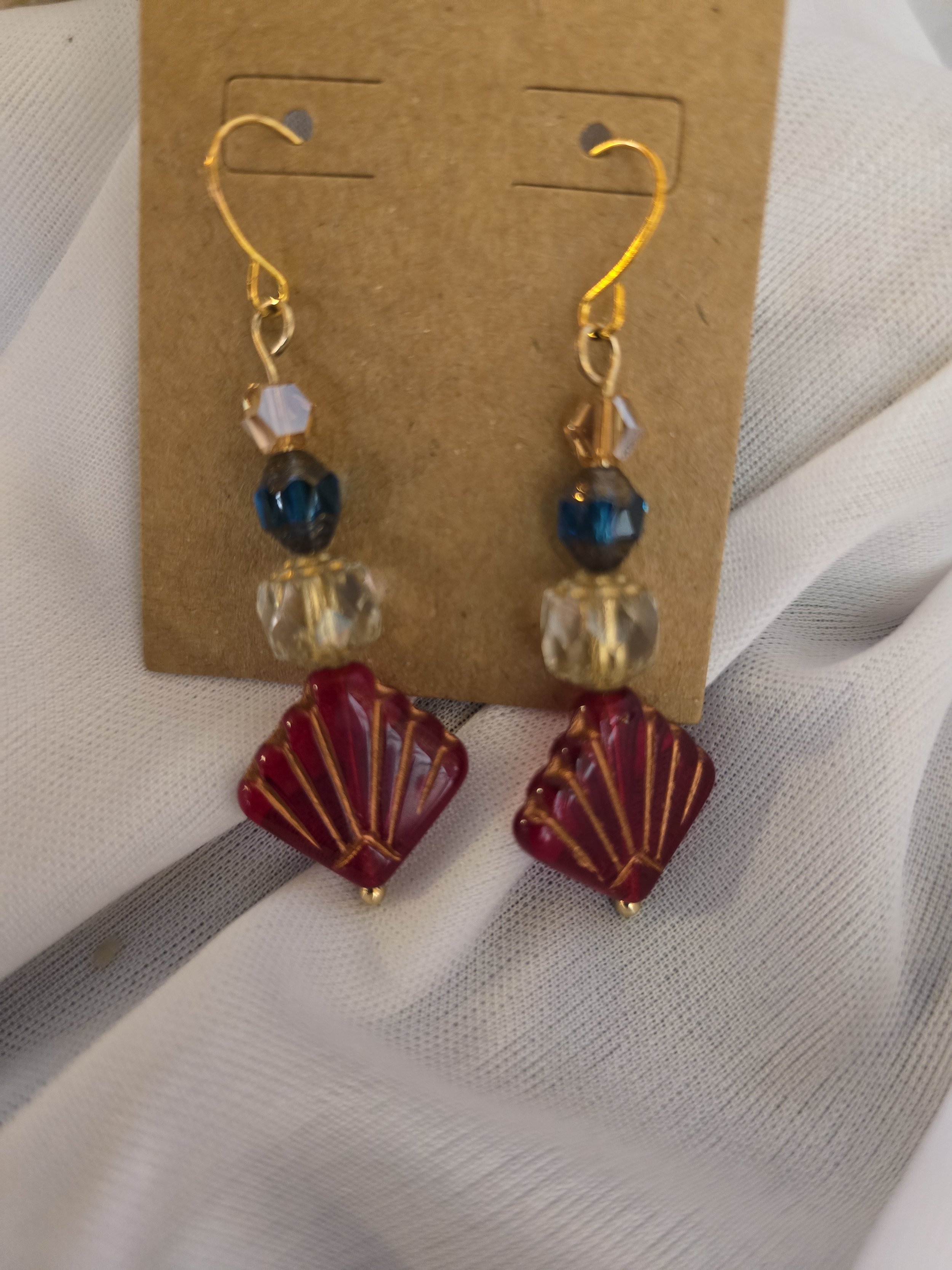 Sunflare & Signal — Golden Sheen with Red Diamond Dangle