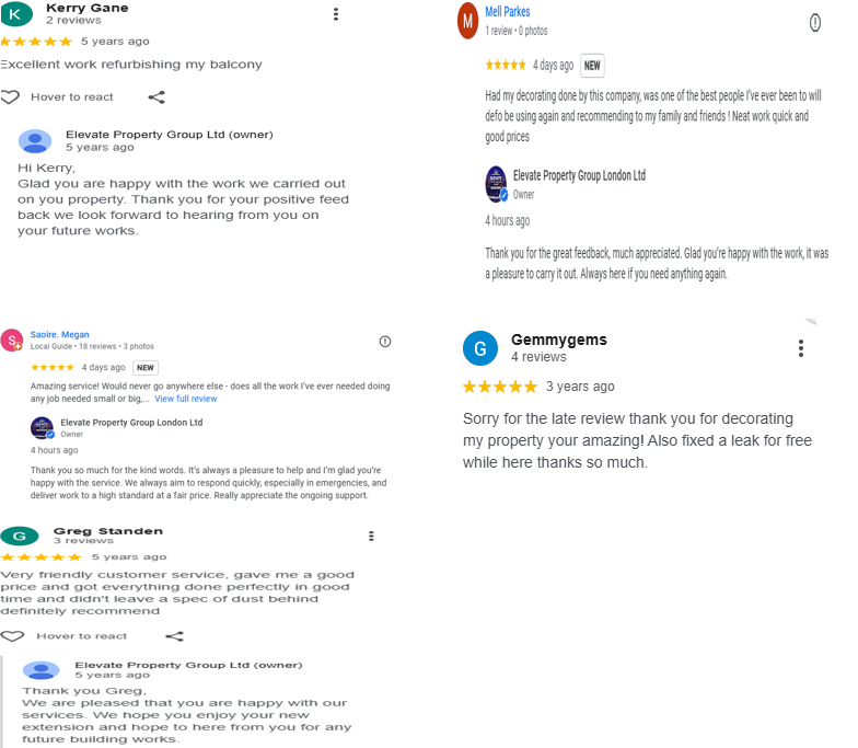 Reviews from google