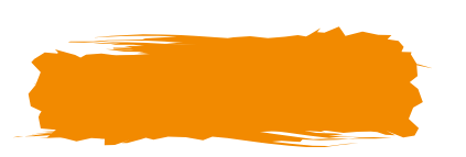 A large orange paintbrush stroke on a black background.