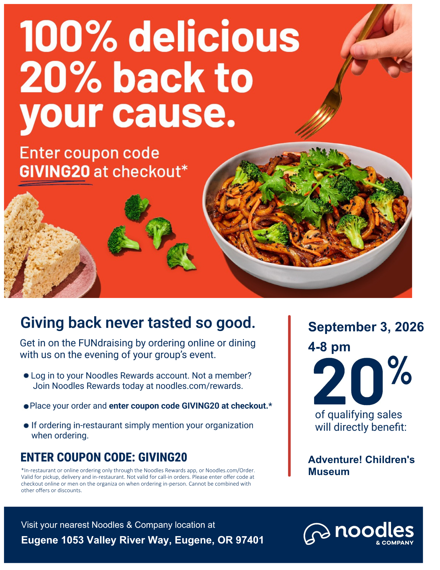 Food Fundraiser - Noodles & Co
