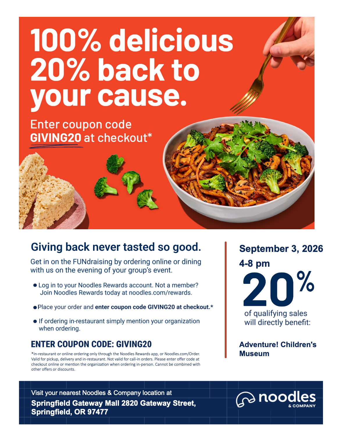 Food Fundraiser - Noodles & Co