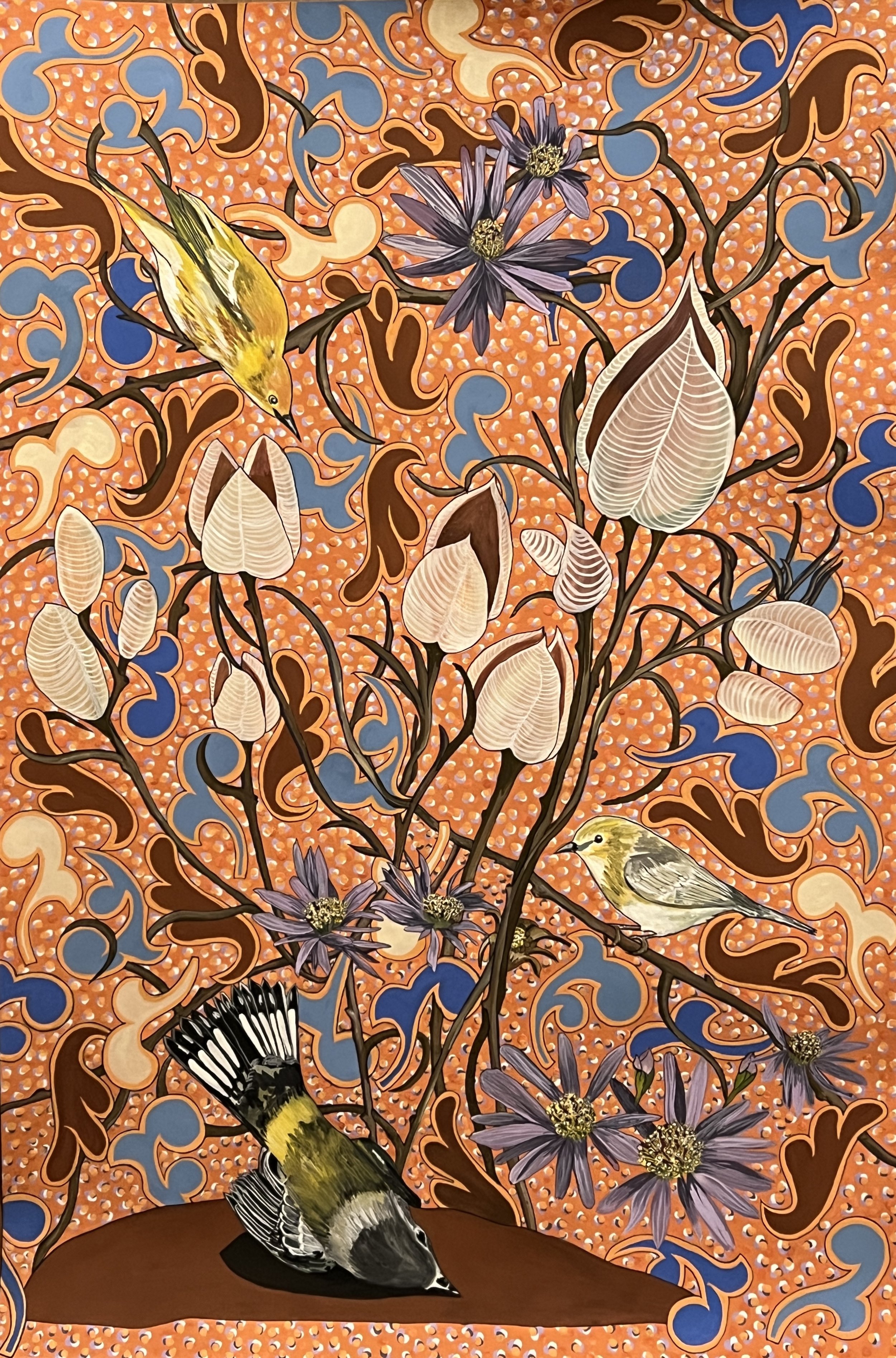 ‘WARBLERS LIFE’
2023
GOUACHE AND INK ON PAPER 
20” X 30”