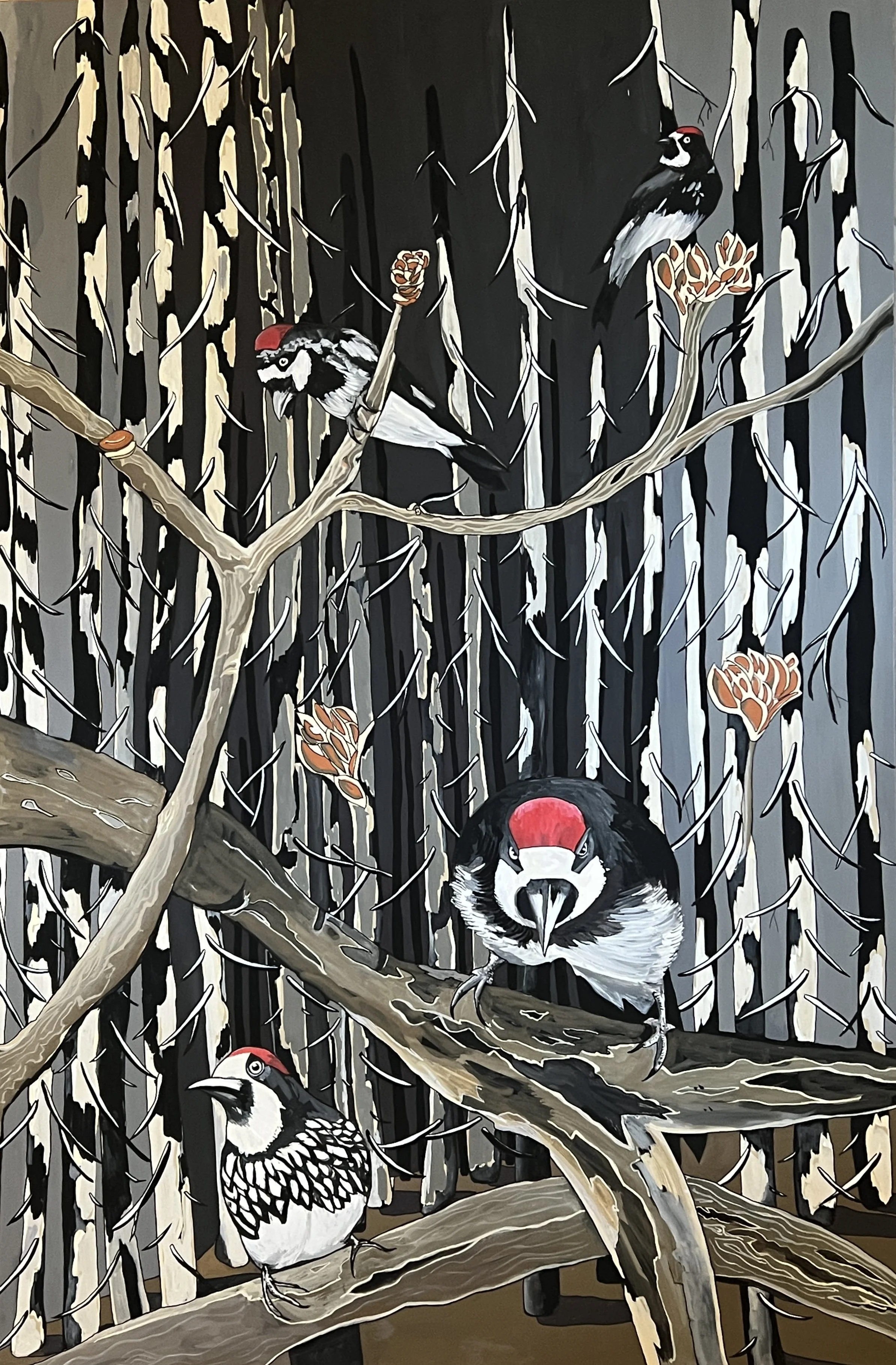 YOSEMITE SERIES
‘WOODPECKER’S SERMON’
2024
GOUACHE AND INK ON CLAY BOARD 
24’” X 36”