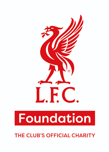 Liverpool Football Club logo featuring a red liver bird with outstretched wings, with text 'L.F.C. Foundation' and 'The Club's Official Charity' underneath.