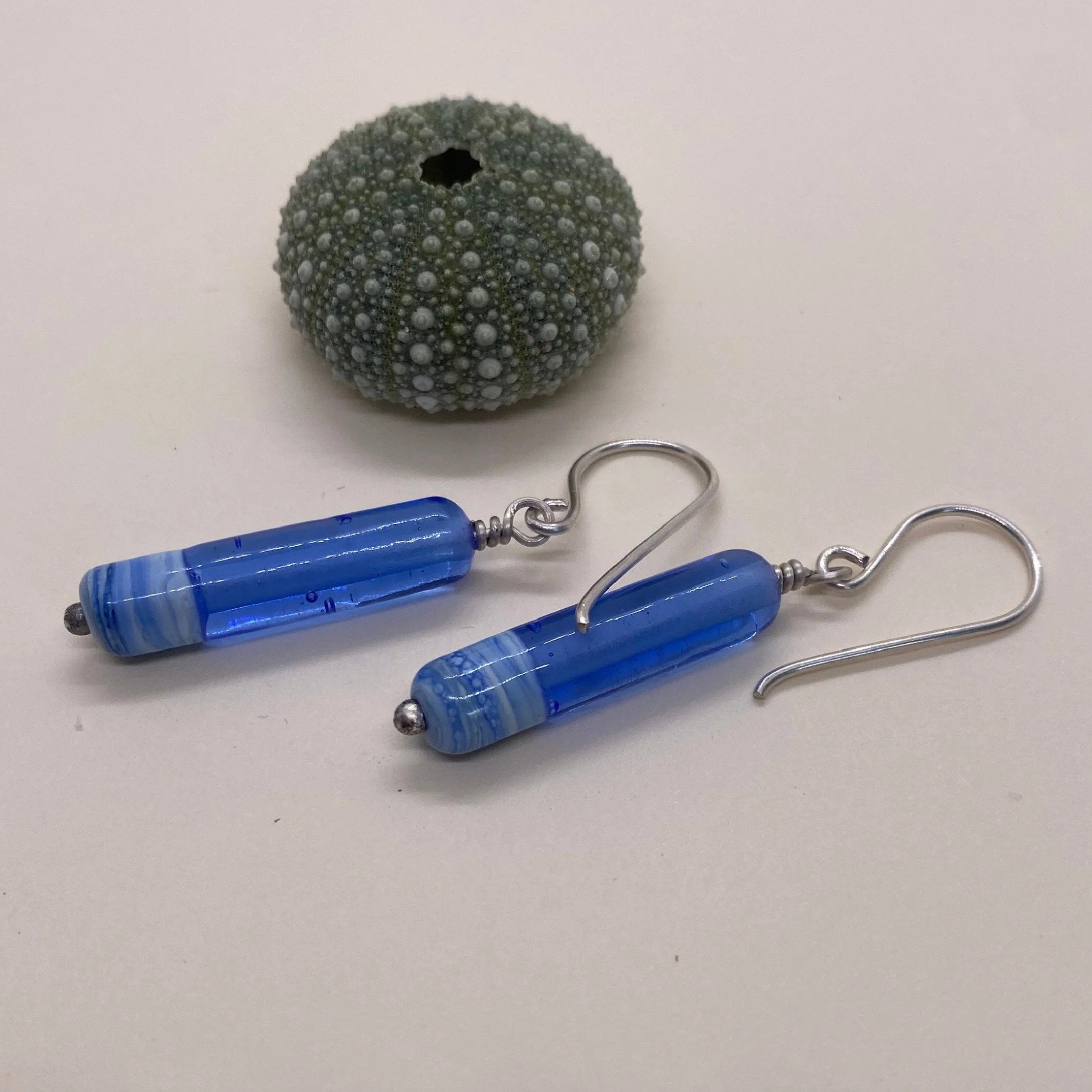 Lampwork Earrings: Blue with Transparent Blue