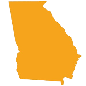 Outline of the state of Georgia in yellow with black borders.