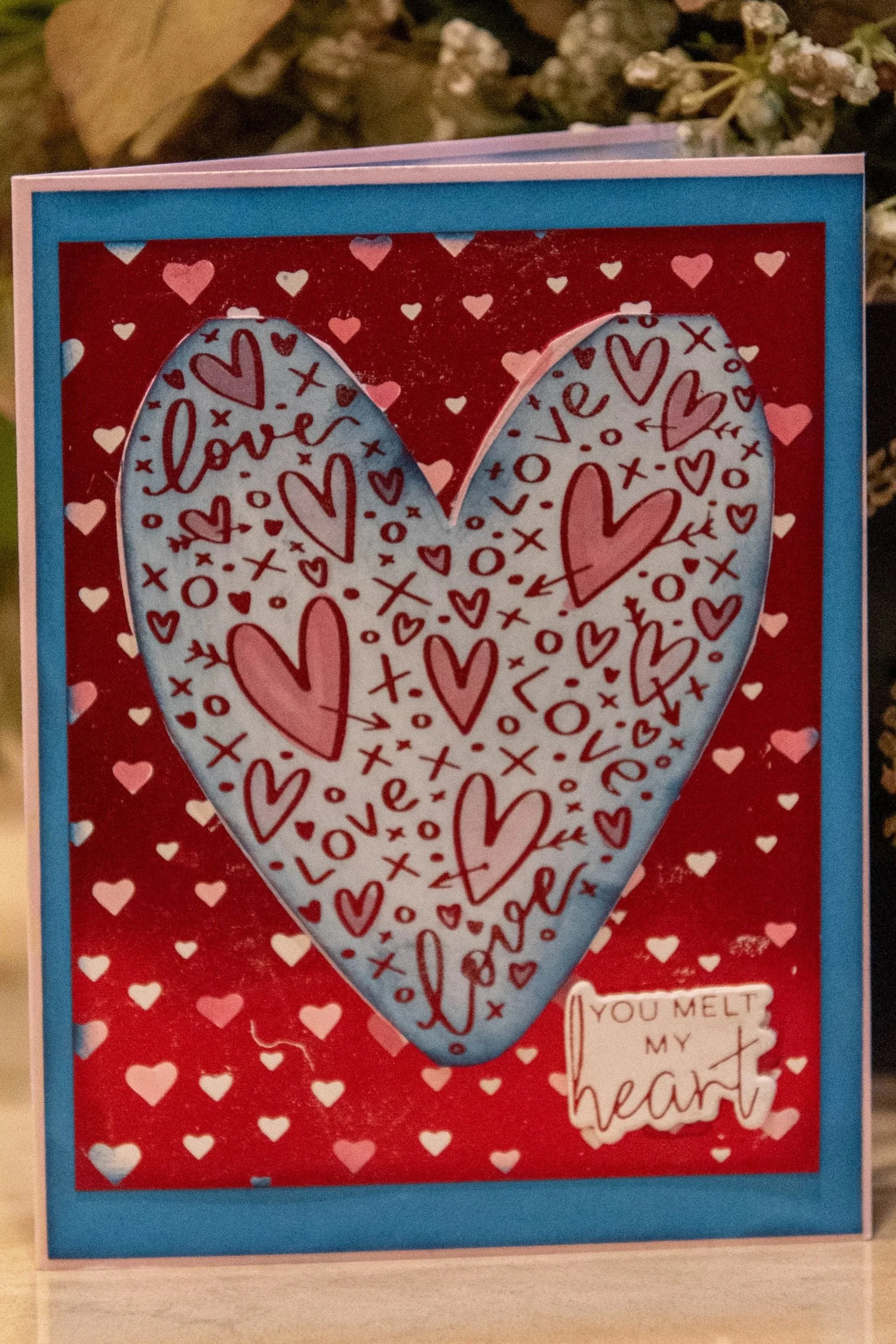 Heart Foiled card using negative image