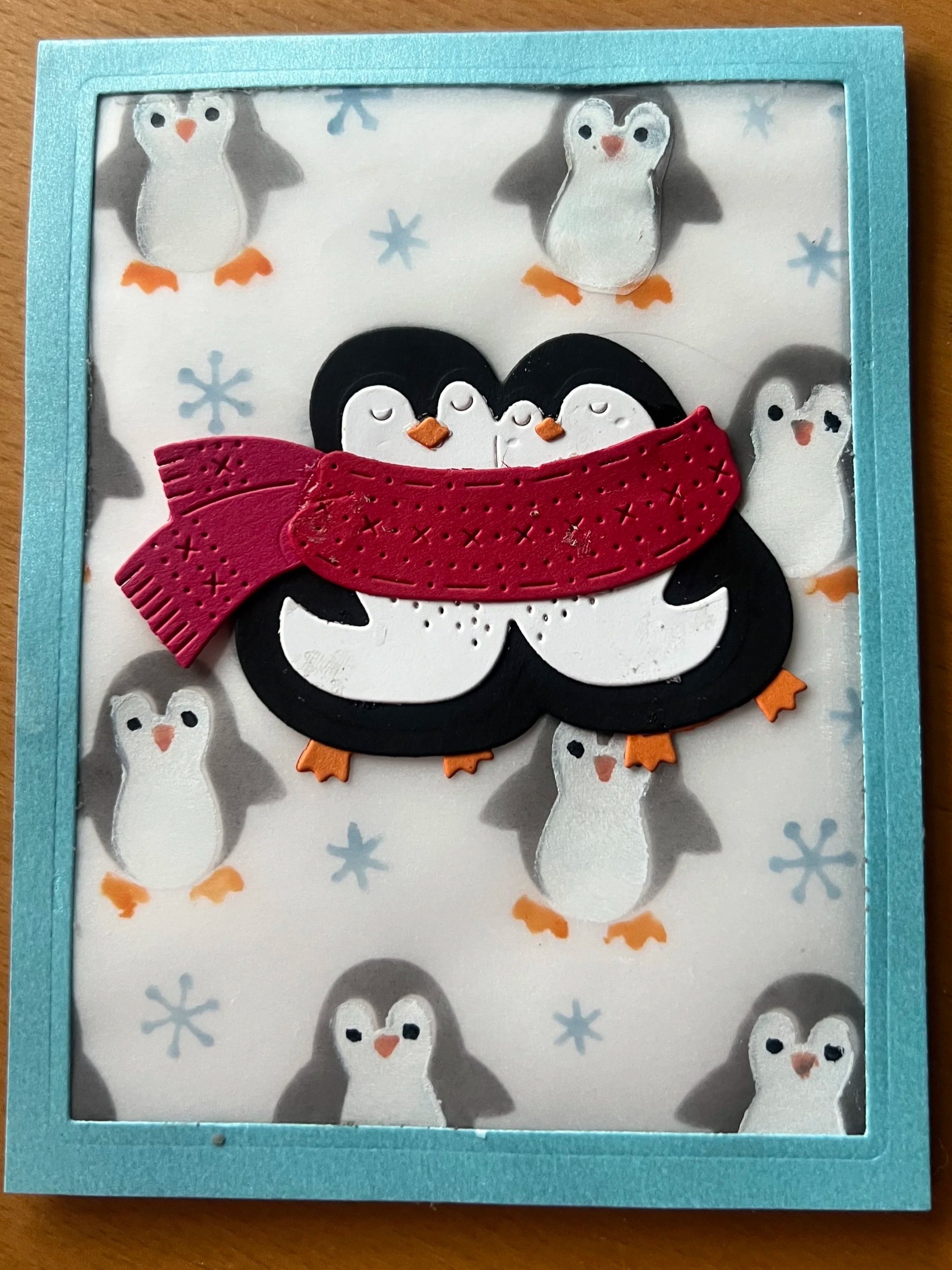 Penguin Card with Scarf and BRR sentiment