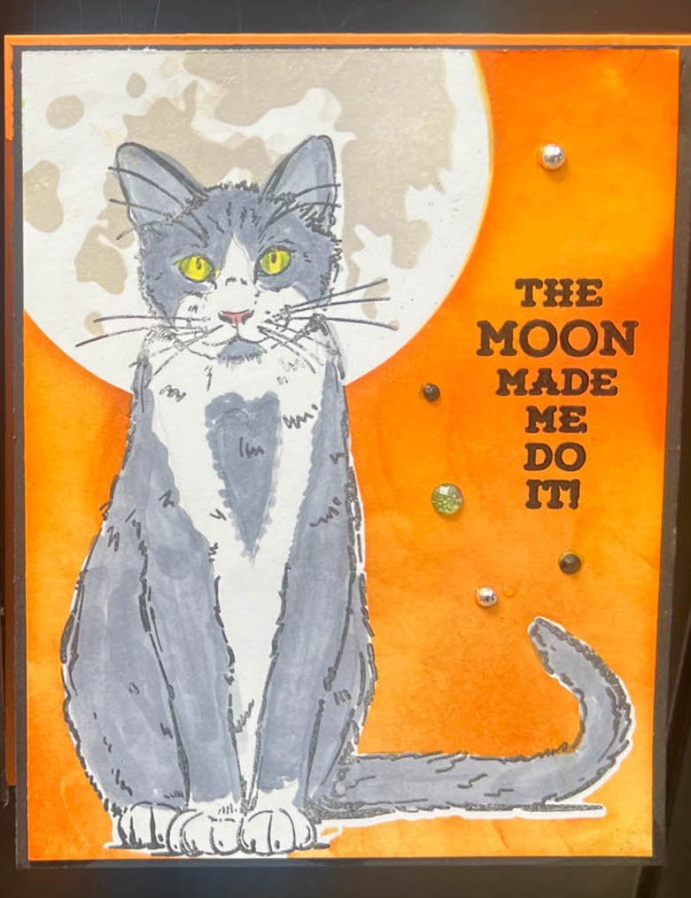 Smoke the cat incorporated into Halloween card