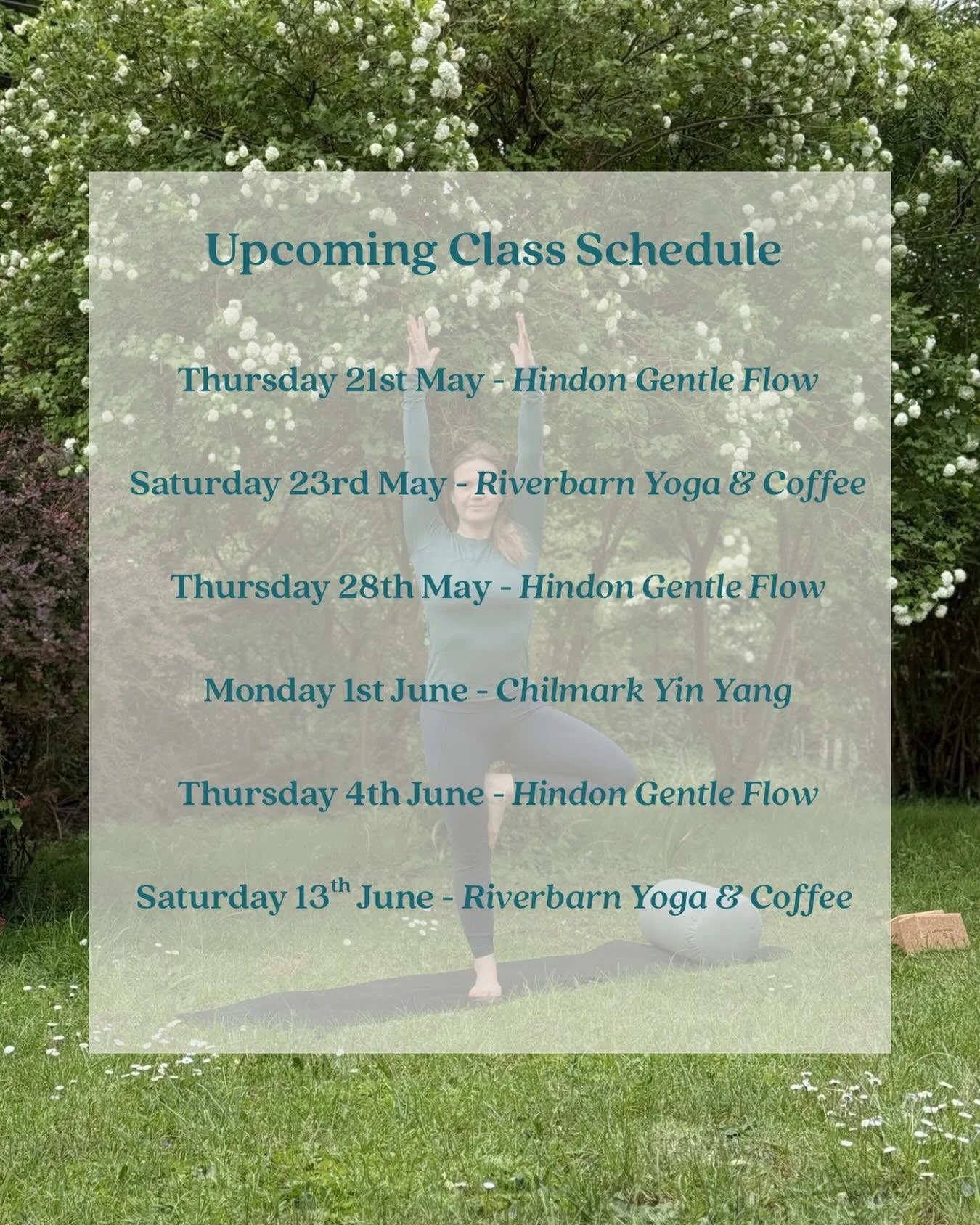 Upcoming Class Schedule - a few changes to the timetable as we celebrate a family wedding and go on a much needed holiday ✨ link in bio to book!