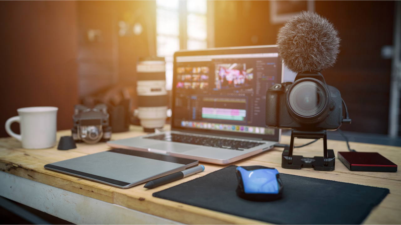 Content creation workspace for YouTube creators focused on filming and production.
