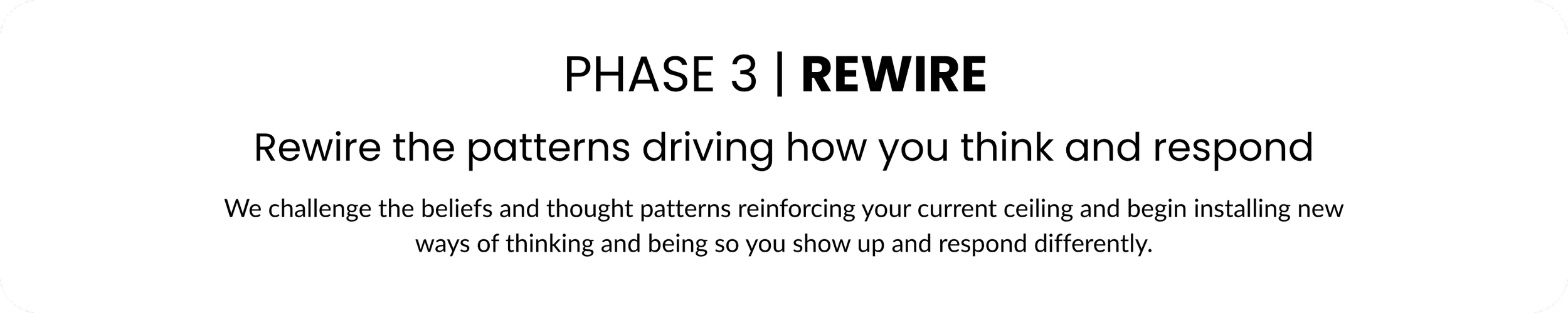 Text about phase 3 of a process called rewiring, encouraging rethinking and responding differently to patterns.